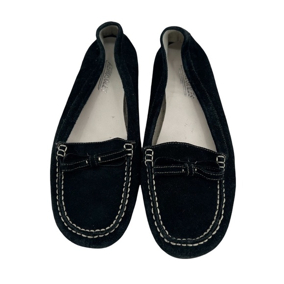Aerosoles Black Suede Slip On Loafers Size 8 Women's - Picture 1 of 8